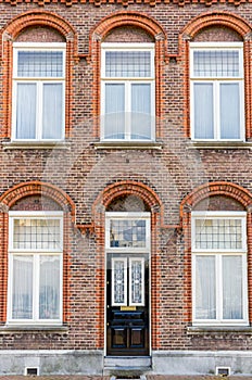 Brick facade of a typical dutch house in Roermond