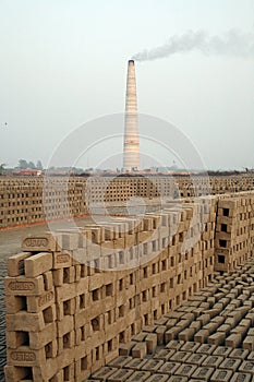 Brick field in Sarberia, West Bengal, India