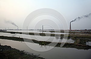 Brick field in West Bengal, India