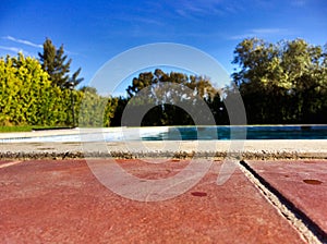 Brick floor by the pool