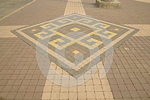 Brick flooring for walkways in parks or courtyards