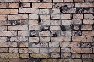 Brick grating and texture background. Gray brick wall in black steel lattice pattern background.