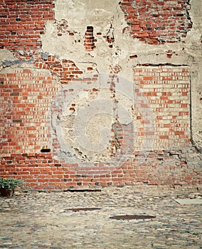 Brick grunge weathered wall background