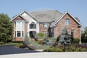 Brick home with front landscaping