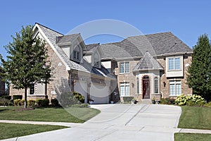 Brick home with red wood door