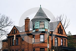 Brick house along Calvert Street in Charles Village, Baltimore, Maryland