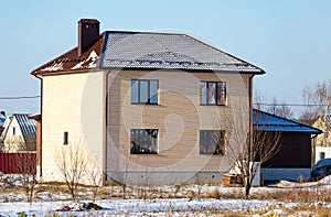 Brick house in the cottage in winter