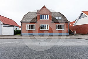 Brick house in Denmark on the road
