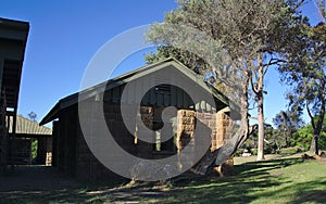 Brick house in forest