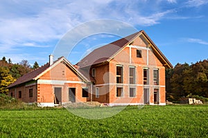 Brick house under construction