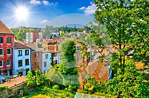 Brick houses in Liege, Belgium, Benelux, HDR