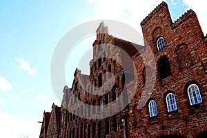 Brick houses in a row in LÃ¼beck - Germany