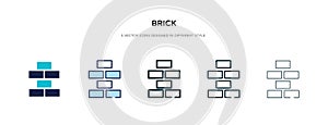 Brick icon in different style vector illustration. two colored and black brick vector icons designed in filled, outline, line and