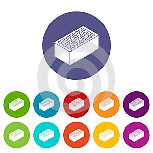Brick icons set vector color