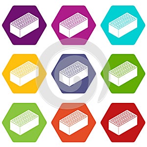 Brick icons set 9 vector