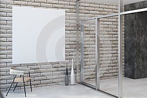 Brick interior with empty banner