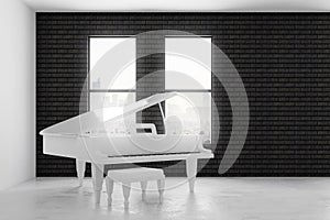 Brick interior with piano