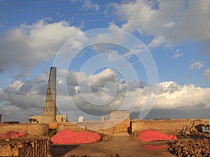 Brick kiln and the clouds