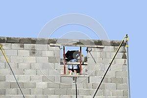 A brick layer at work