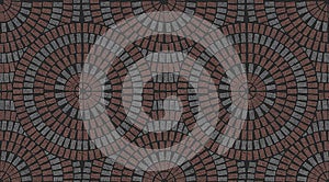 Brick laying radial patterns in patio paving