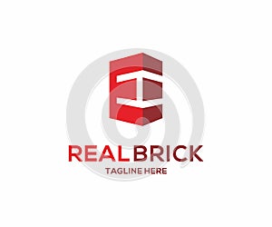 Brick logo design concept, Construction Building logo design template