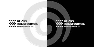 Brick and modern construction company logo design