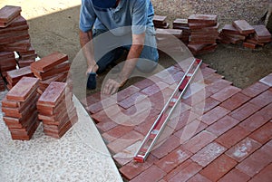 Mattone la strada costruzione 