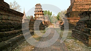 Brick pathway through ancient ruins