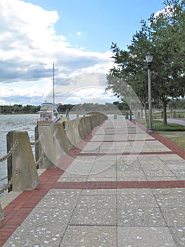 Brick pathway along the waterfront in Beaufort, South Carolina