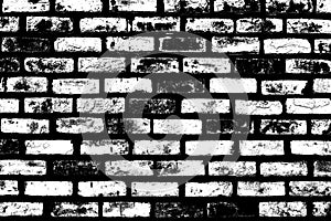 Brick pattern in black and white stick in the wall as a background texture