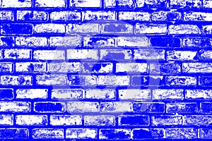 Brick pattern stick in the wall as a background texture with blue color effect