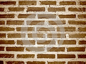 Brick Patterned Wall, Sepia color Retro Vintage Construction Background