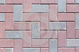 Brick pavement tile, top view. Texture as background.