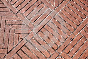 Brick pavement tile, top view. Urban texture as background.