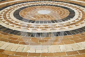 Brick paving with circular pattern