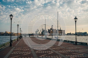 A brick pier in Fells Point, Baltimore, Maryland