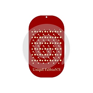 Brick Red Background Sand Color Design Work On Clothing Tag With Slogan Industrial Factories Use On Clothing Tag Design.