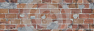Brick red wall. background of a old brick house.