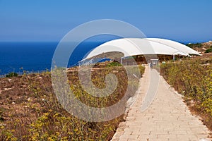 The brick road to the megalithic temple of Mnajdra. Malta