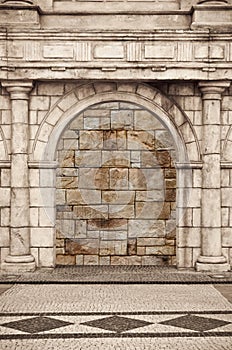 Brick Roman door with barrier