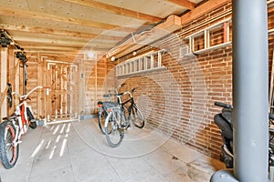 Brick room with bikes