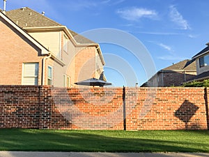 Brick screen walls residential houses in Dallas-Fort Worth area,