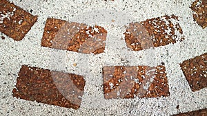 Brick and small rock pavement pattern background