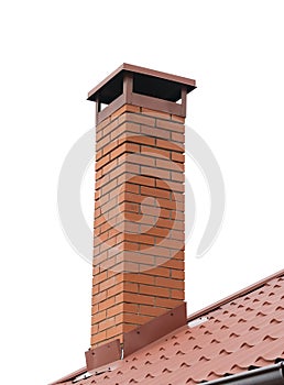 Brick smokestack isolated on white