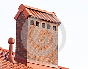 brick smokestack isolated on white