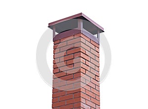 Brick smokestack isolated on white