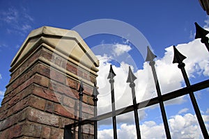 Brick & Stone Pillar with Metal Railings photo