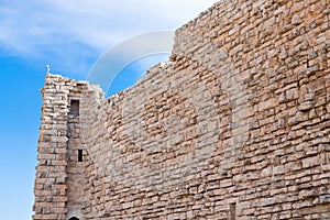 Brick stone wall of Kerak castle, Jordan