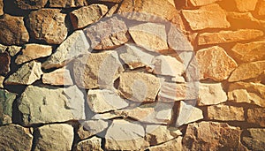 Brick stone wall stack of medieval natural stone texture background or rock strata boundary the rock seamless abstract and