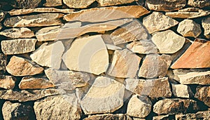 Brick stone wall stack of medieval natural stone texture background or rock strata boundary the rock seamless abstract and